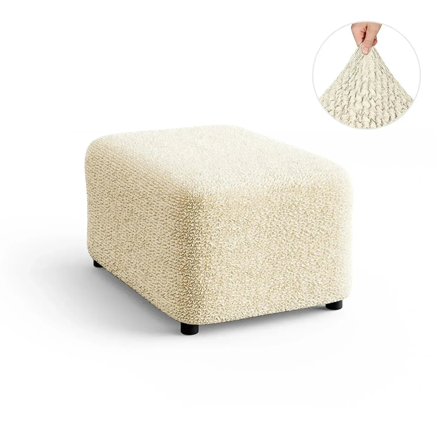 Ottoman Slipcover Medium - Mille Righe Collection - Stretchable Furniture Cover for Living Room, Bedroom & Office Decor