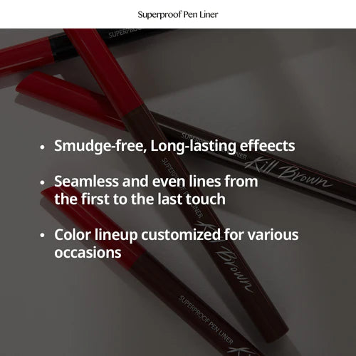 CLIO Superproof Pen Liner 0.55ml - Waterproof & Long-Lasting Eyeliner for Precise Winged Looks | Perfect for Daily Makeup & Special Occasions