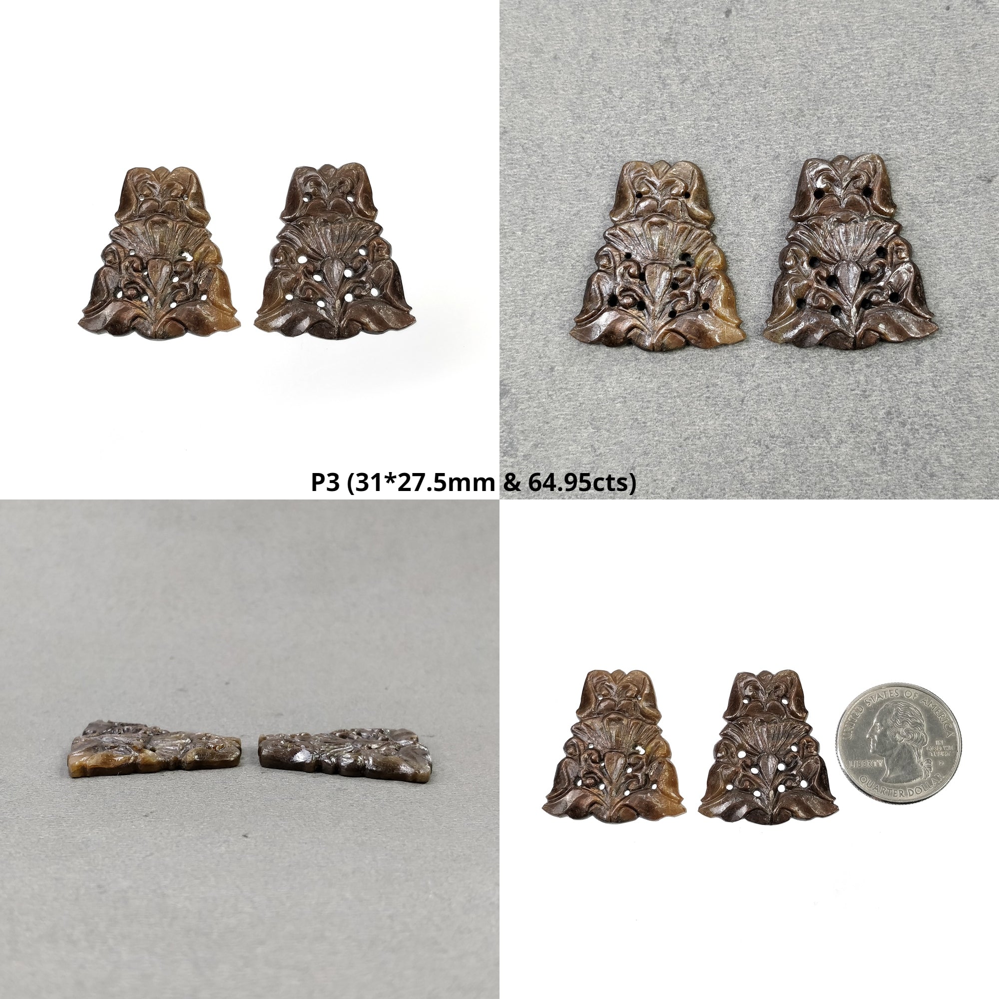 Natural Untreated Golden Brown Chocolate Sapphire Gemstone - Hand Carved Pear Shape Uneven Pair for Jewelry Making & Unique Gift Ideas