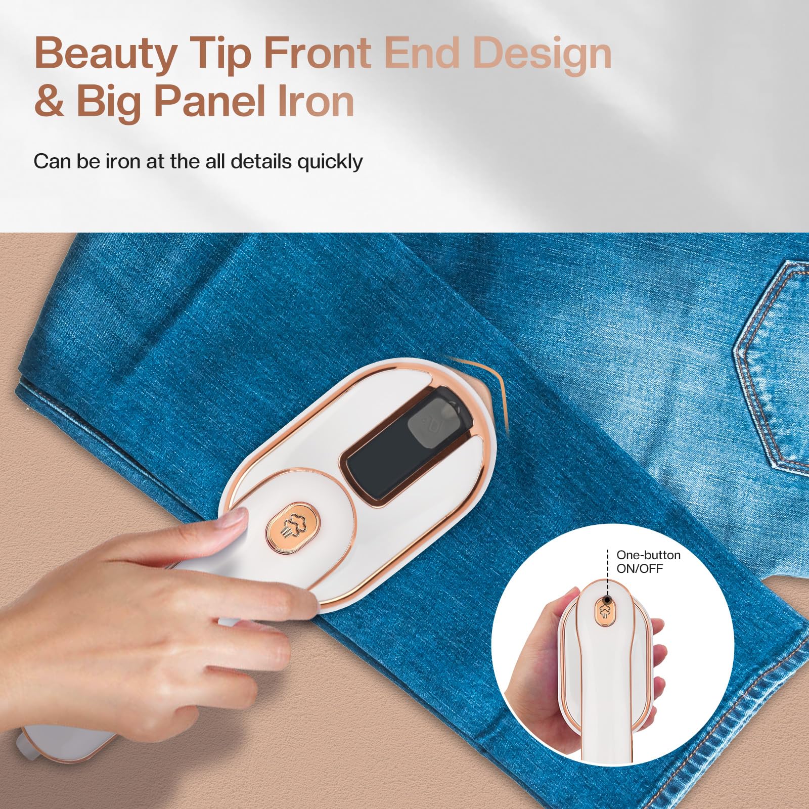 Mini Steam Iron & Travel Steamer - 970W Portable Handheld Garment Steamer for Dry & Wet Ironing, 180° Rotatable Design - Perfect for Home, Office & Travel (White) | Quick Wrinkle Remover for Shirts, Dresses & Suits