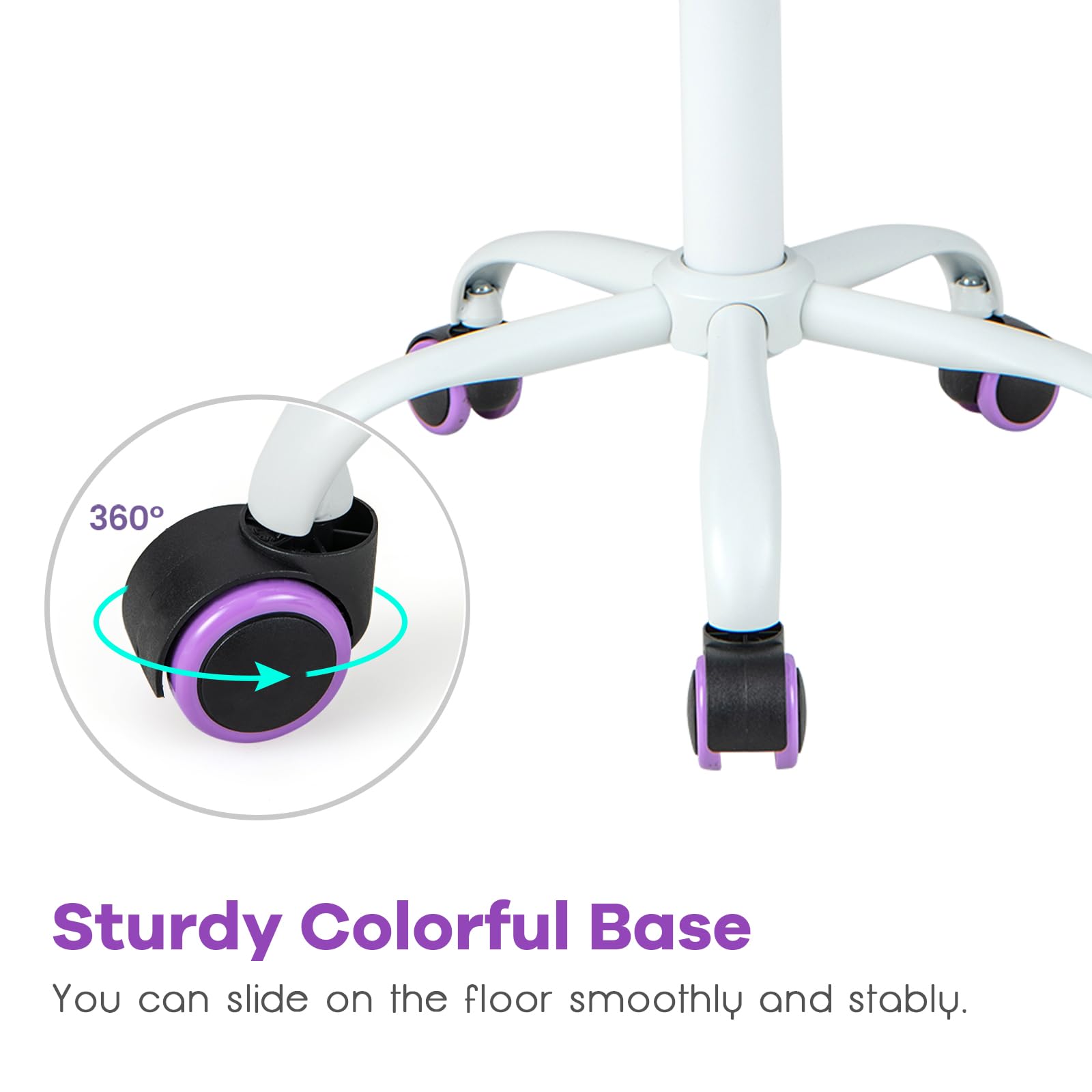 Powerstone Compact Rolling Desk Chair - Adjustable Mid-Back Swivel Office Chair with Wheels, Armless Computer Task Chair for Small Spaces (Purple) - Perfect for Home Office, Study Rooms & Compact Workspaces
