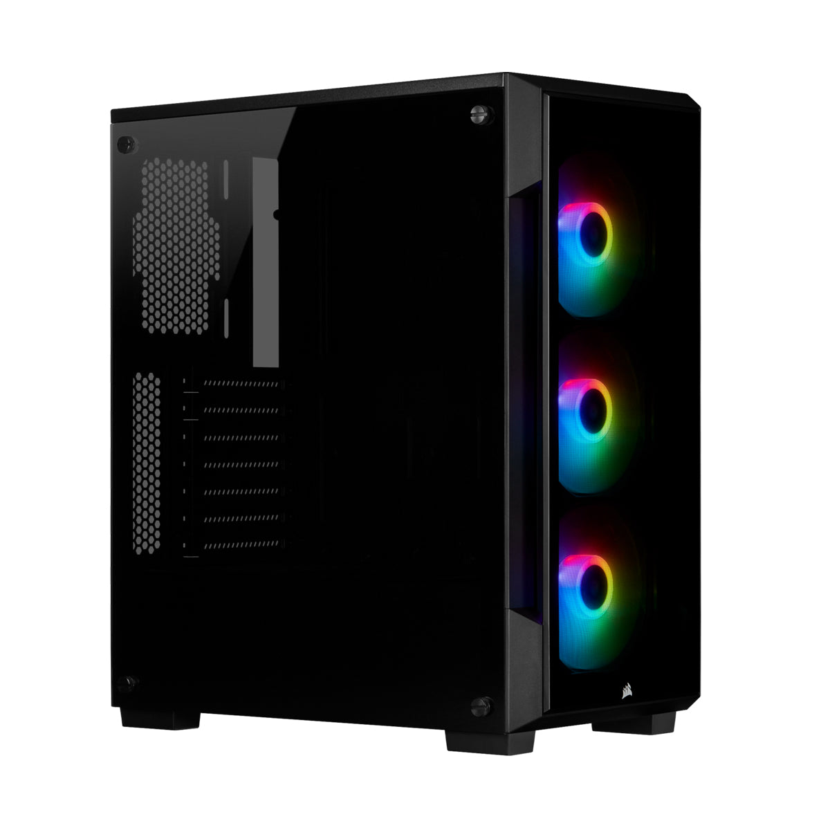 Corsair iCUE 220T RGB Tempered Glass Mid Tower ATX PC Case - Black | High Airflow Design with 3 RGB Fans | Perfect for Gaming & Streaming Setup