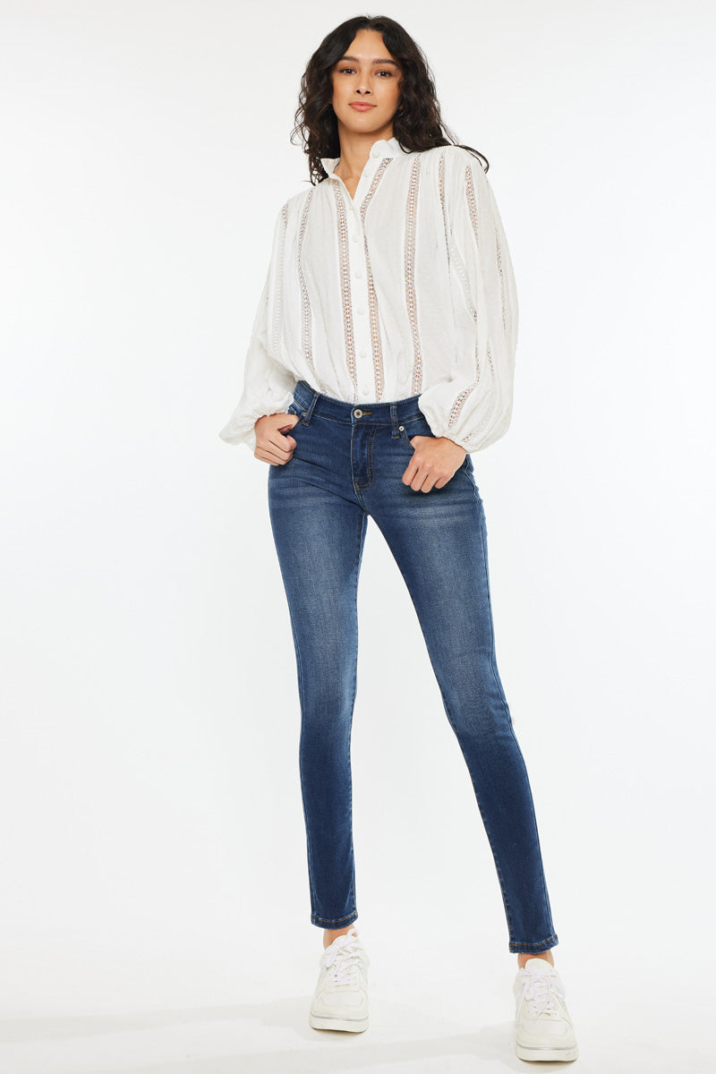 Madison Essentials Mid Rise Super Skinny Jeans for Women - Stretch Denim Pants, Slim Fit, Comfortable Everyday Wear for Work, Casual & Night Out