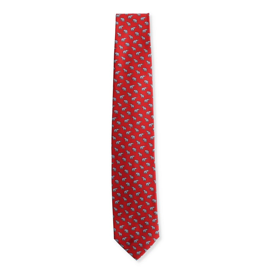 Henry Sartorial x Cantini Red Elephant Silk Tie - Elegant Men's Necktie for Business, Weddings & Formal Events