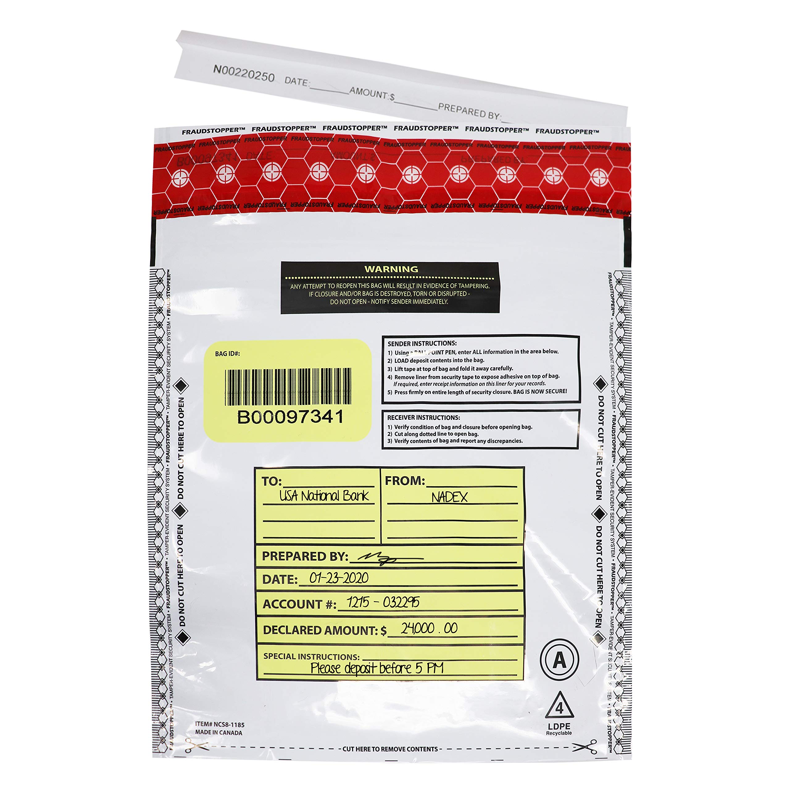 Nadex Tamper Evident Bank Deposit Bags for Cash & Coin - 9x12 Inch Opaque Security Bags (1000 Pack) - Fraud Proof Money Storage for Retail, Banks & Business Use