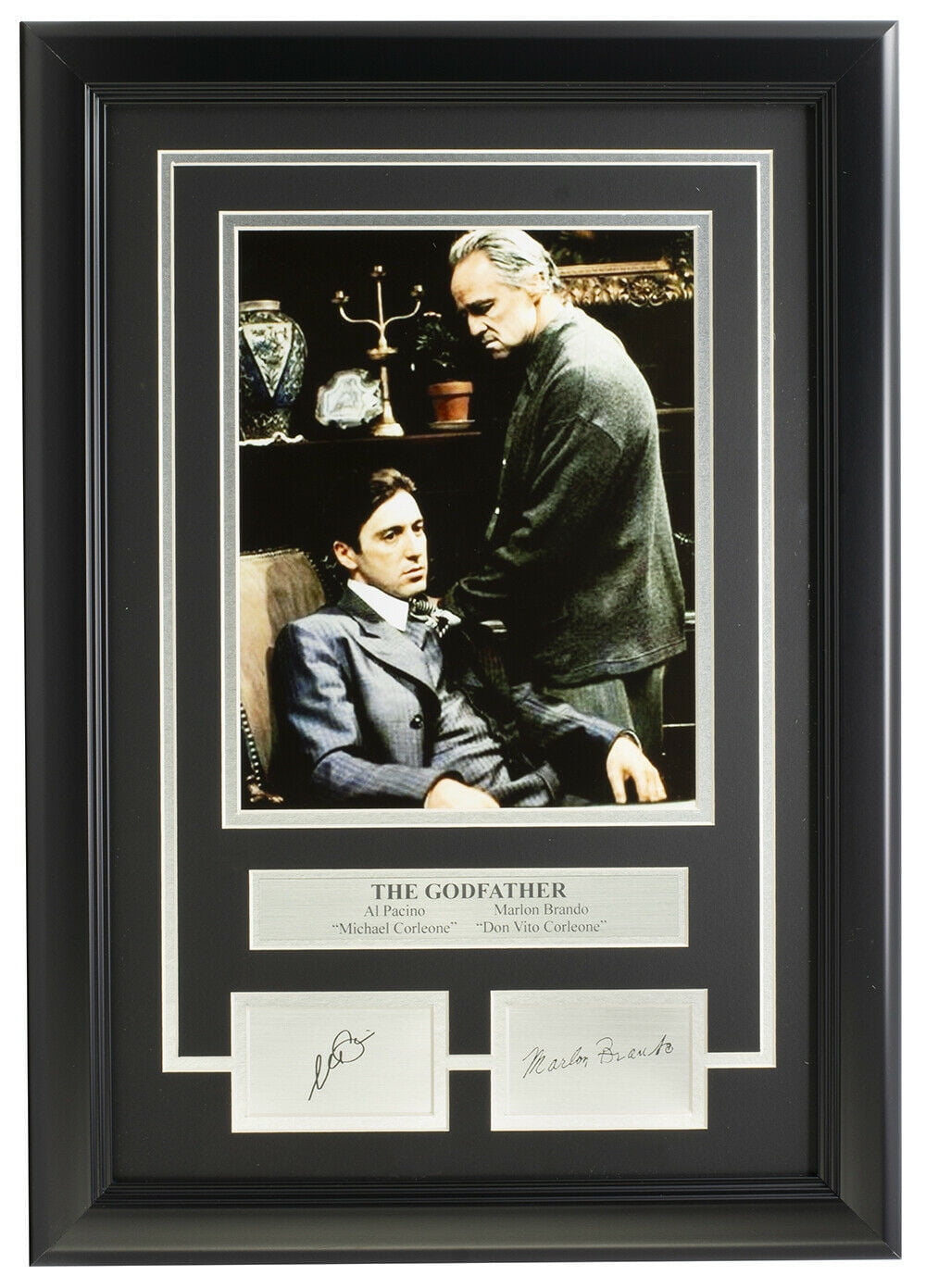 The Godfather Framed 8x10 Photo - Al Pacino & Marlon Brando with Laser Engraved Signatures | Classic Movie Memorabilia, Italian Mafia Decor, Film Collector's Gift