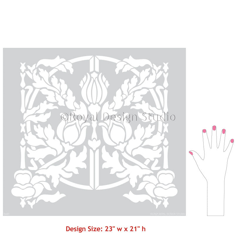 Eugenie Floral Wall Stencil - Reusable DIY Painting Template for Home Decor, Nursery, Bedroom & Living Room Wall Art Projects