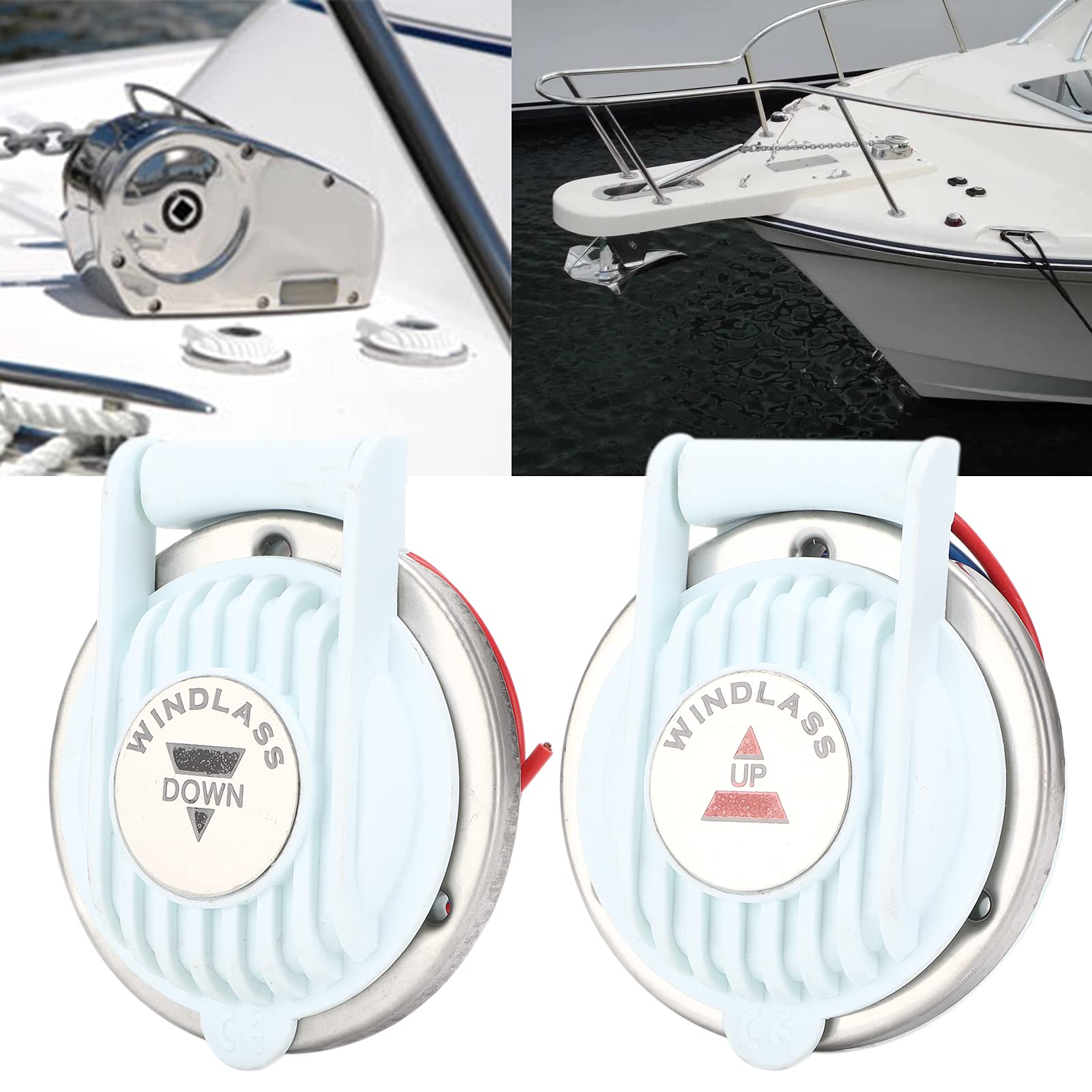 **Marine Anchor Windlass Foot Switch - Compact Deck Mount Boat Winch Control for Up/Down Operation - Ideal for Sailboats, Yachts & Fishing Boats**