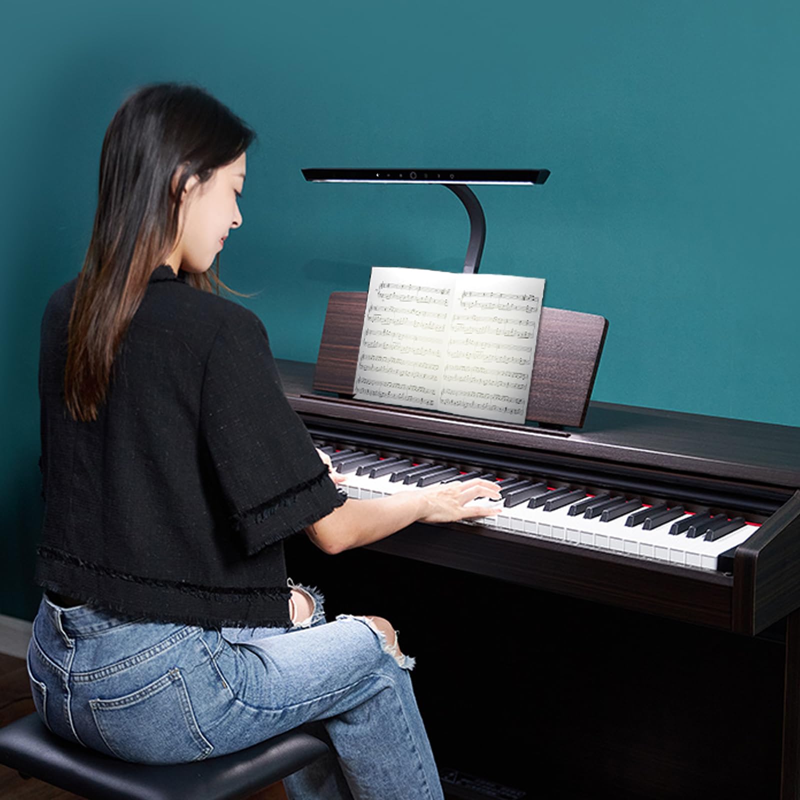 Professional LED Piano Light with 5 Color Temperatures & 5 Dimming Levels - Clip-On Sheet Music Lamp for Digital & Grand Pianos - Eye-Care Lighting for Home Practice, Concerts & Music Studios