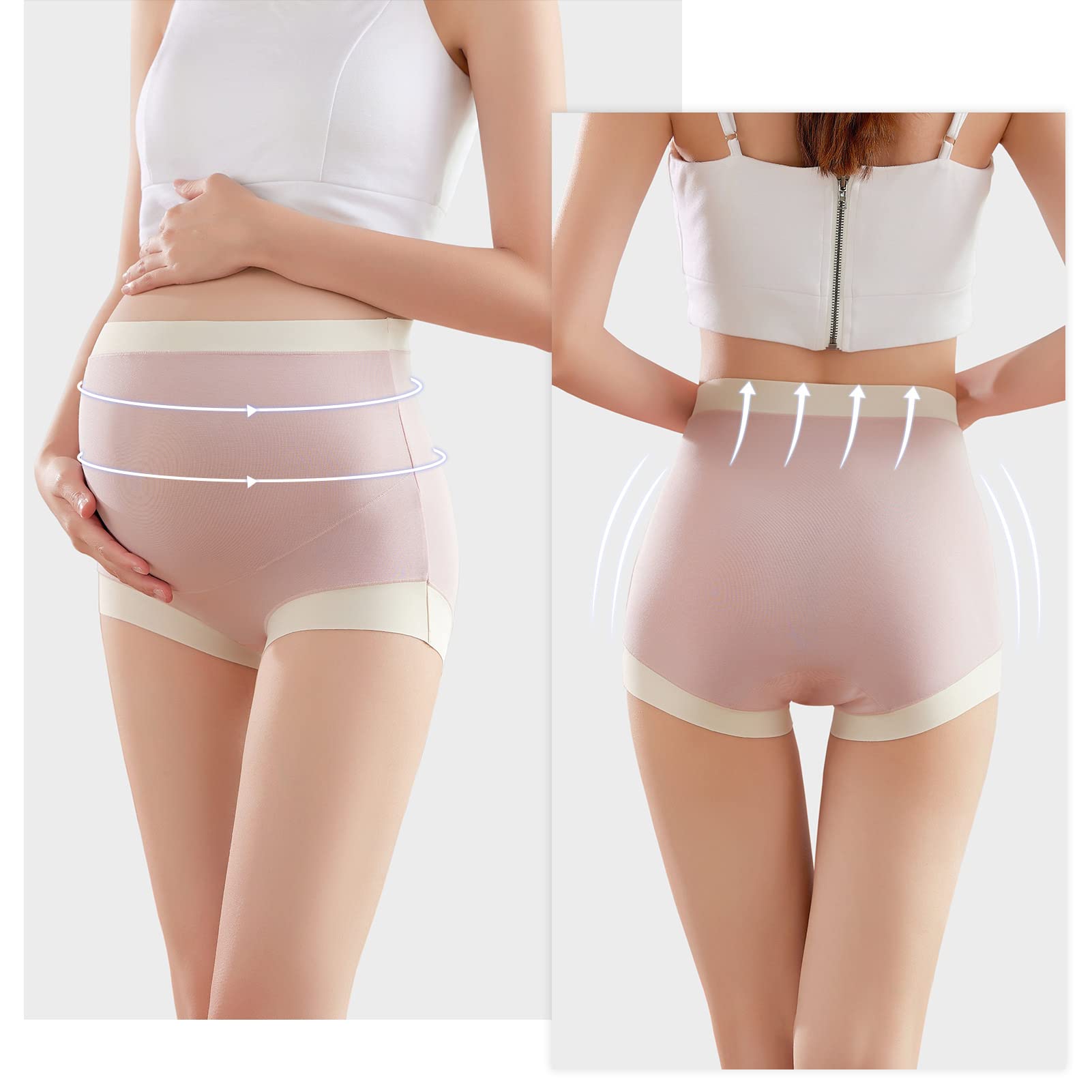FEOYA High Waist Belly Support Maternity Underwear - Pregnancy Panties Over Bump for Plus Size Women (3X) - Comfortable Maternity Underpants for Daily Wear & Postpartum Recovery