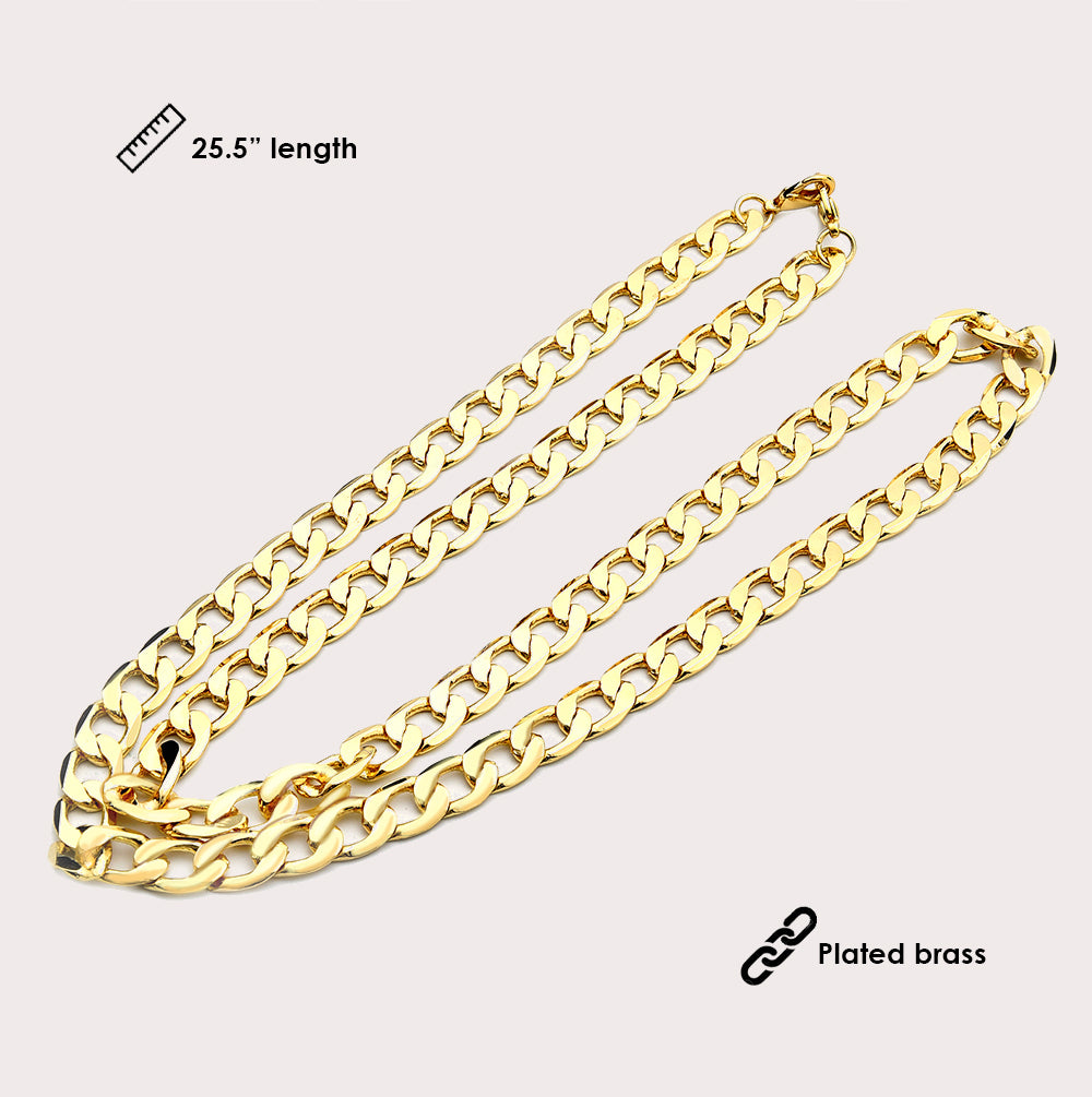 12mm Gold Curb Chain Necklace with Mask Pendant - Stylish Layering Jewelry for Everyday Wear & Gifting