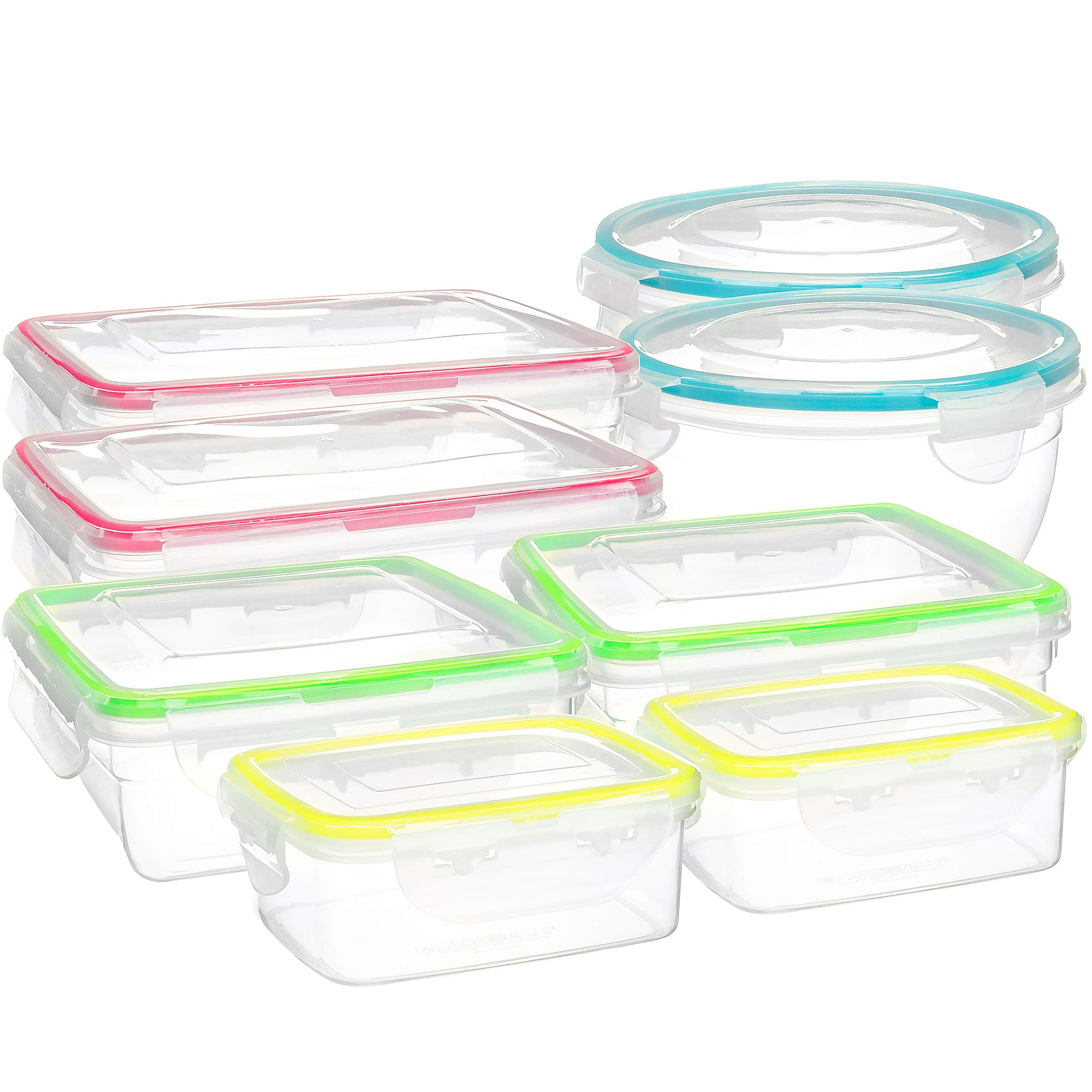 Southern Homewares 16-Piece Clip Lock Food Storage Container Set - Airtight Kitchen Organizers, Microwave & Dishwasher Safe BPA-Free Plastic - Perfect for Meal Prep, Leftovers & Pantry Organization