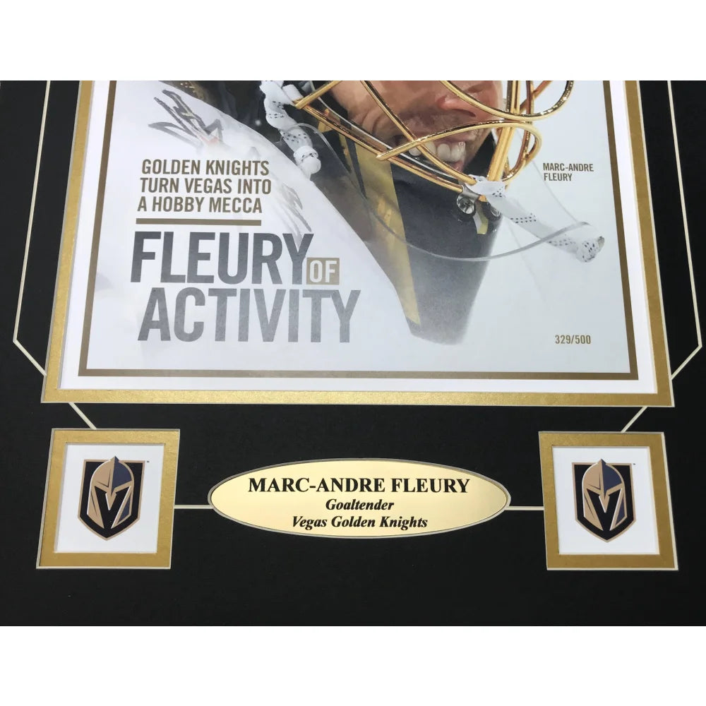 Marc Andre Fleury Framed Vegas Golden Knights Beckett 11x17 Poster #D/500 VGK - Limited Edition Hockey Memorabilia for Man Cave, Sports Bar & Fan Collection