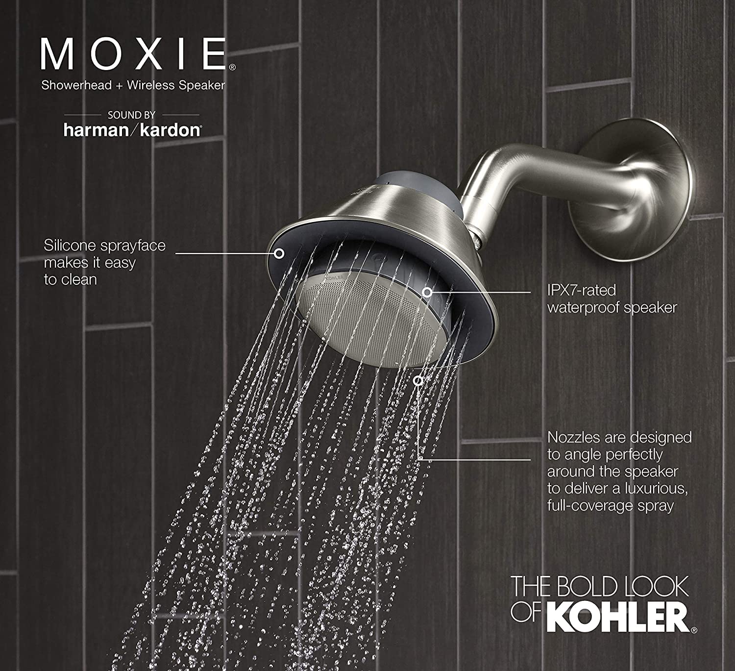 MOXIE® 1.75 GPM Bluetooth Shower Head with High Pressure Water Saving Technology - Perfect for Modern Bathrooms & Smart Home Showers
