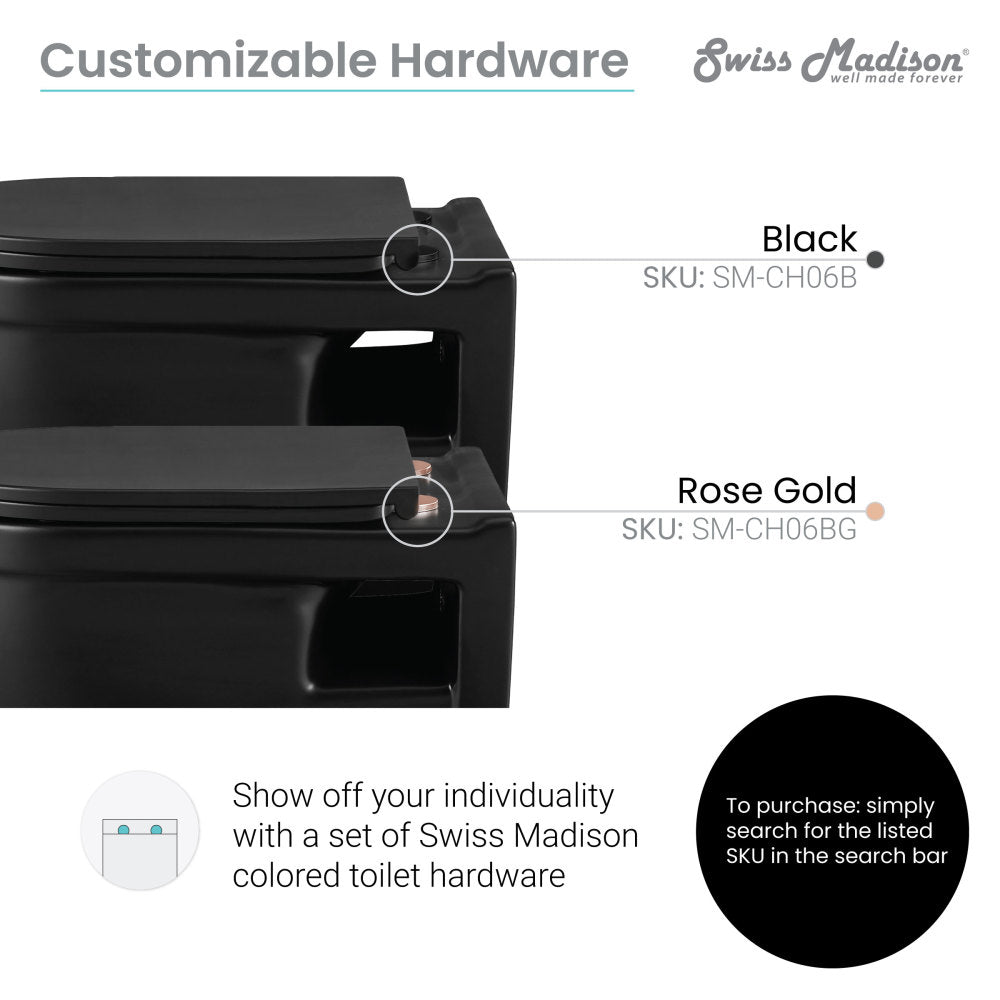 Matte Black Ivy Wall Hung Elongated Toilet Bowl - Modern Water Saving Design for Small Bathrooms & Powder Rooms
