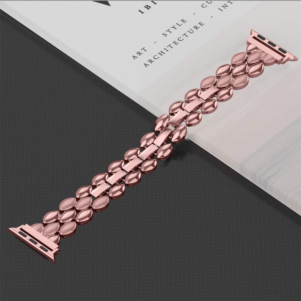 Rose Gold Stainless Steel Apple Watch Band for Women - Compatible with 38mm/40mm/41mm/42mm Apple Watch Series 10/9/8/7/6/5/4/3/2/1/SE - Elegant Metal Bracelet Strap for Workouts, Office, Date Night & Daily Fashion | Perfect for Gym, Business Meetings, Romantic Dates & Casual Outfits