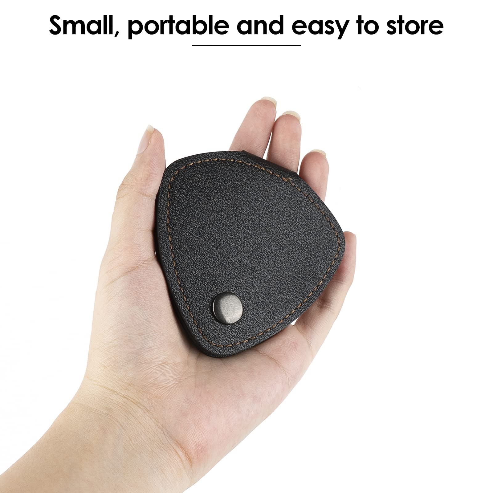 Premium Leather Guitar Pick Holder - Durable Plectrum Case Bag for Guitarists (Black) | Perfect for Electric & Acoustic Guitars, Music Practice & Live Performances