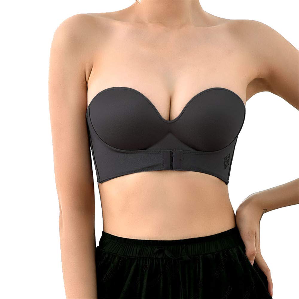 2 Pack Women's Hand-Shaped Front/Back Buckle Wireless Push Up Bra - Seamless Lift, Anti-Slip Strapless Design for Comfort & Support | Perfect for Evening Wear, Weddings & Special Occasions