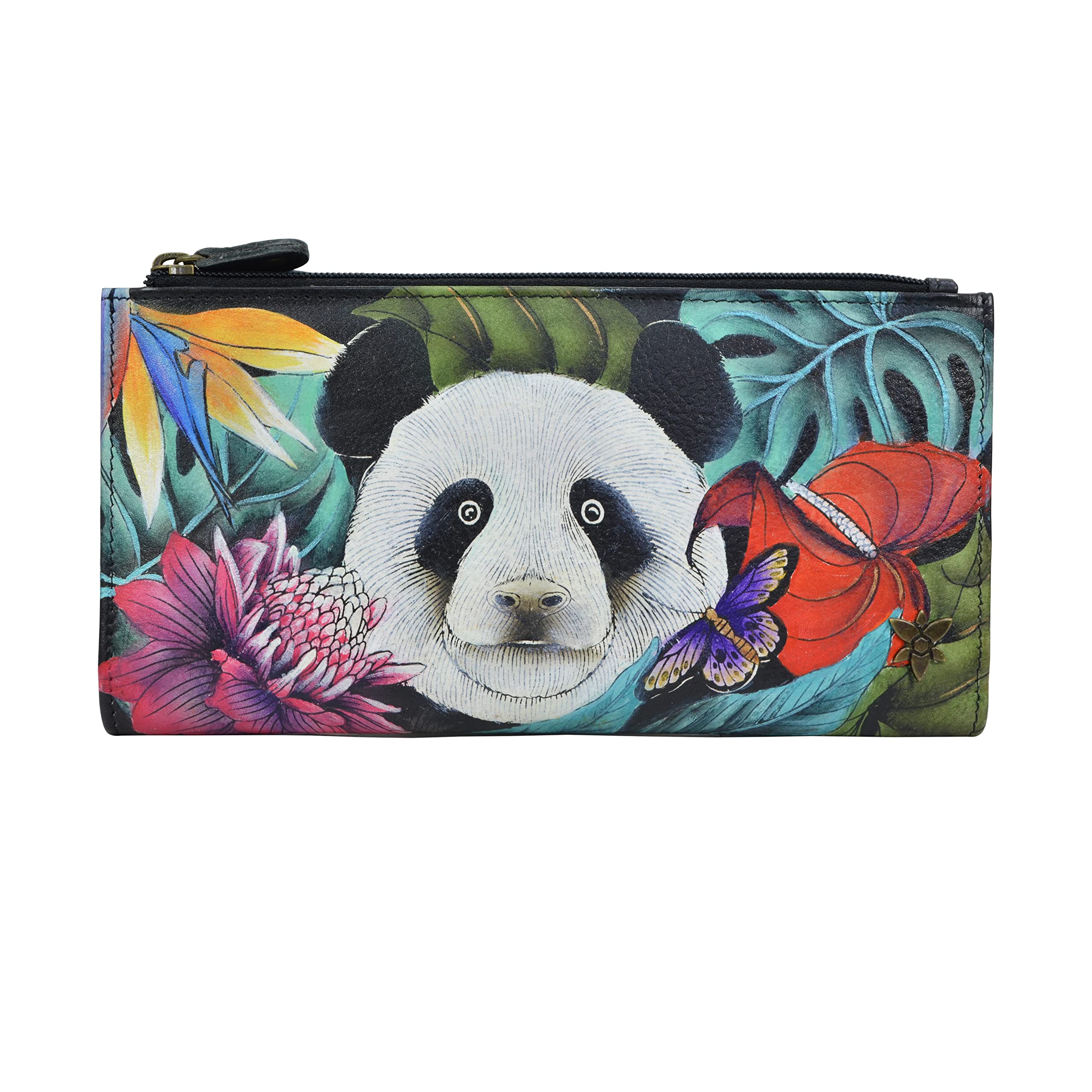 Anuschka Women's Hand-Painted Genuine Leather RFID Blocking Accordion Flap Wallet - Stylish & Secure Credit Card Holder for Travel, Shopping & Everyday Use