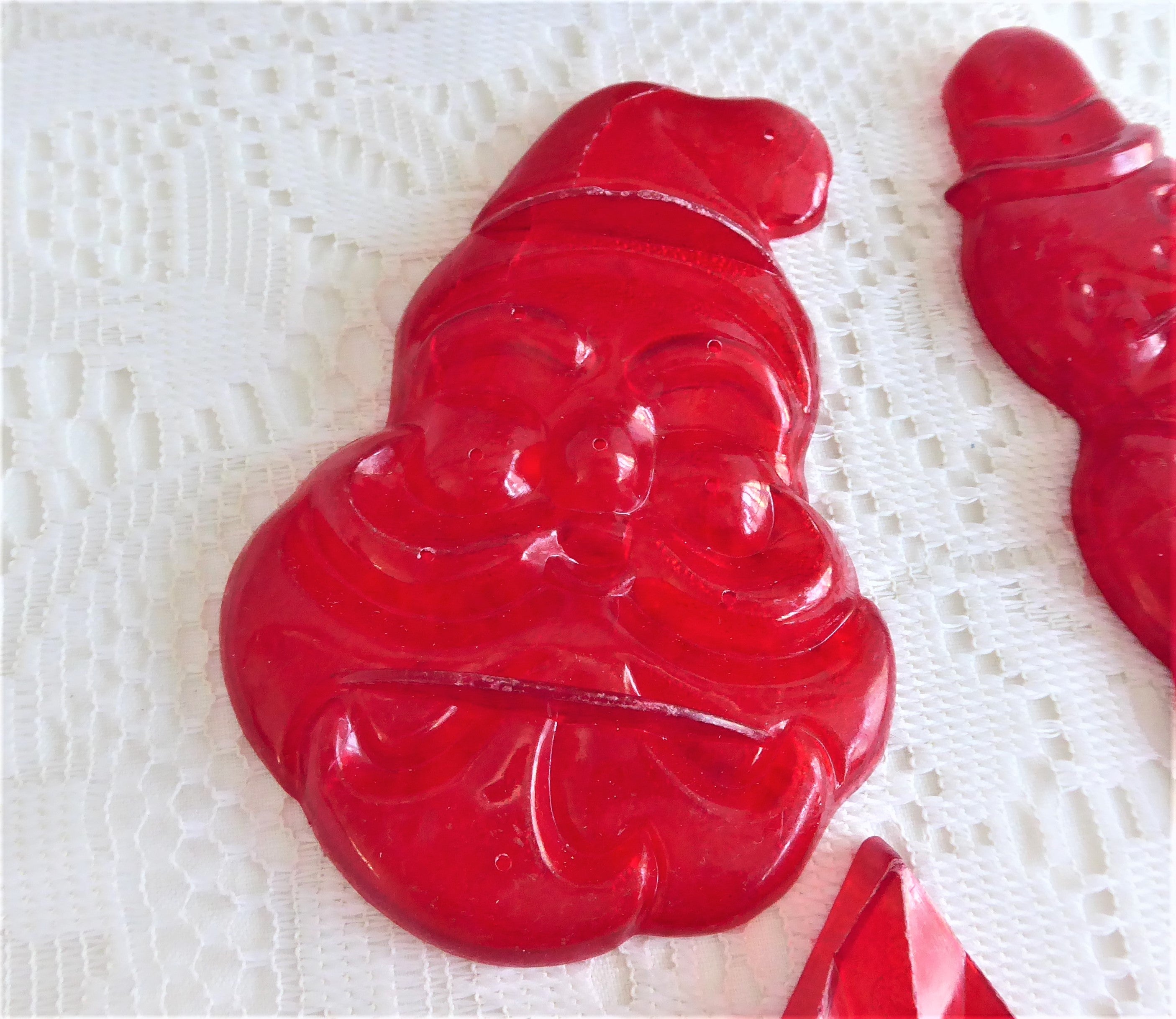 Vintage 1950s Christmas Cookie Cutters Set - Santa, Star, Tree, Snowman - 4-Piece Red Plastic Cookie Cutter Kit for Holiday Baking | Perfect for Christmas Cookies, DIY Gifts & Festive Baking Parties