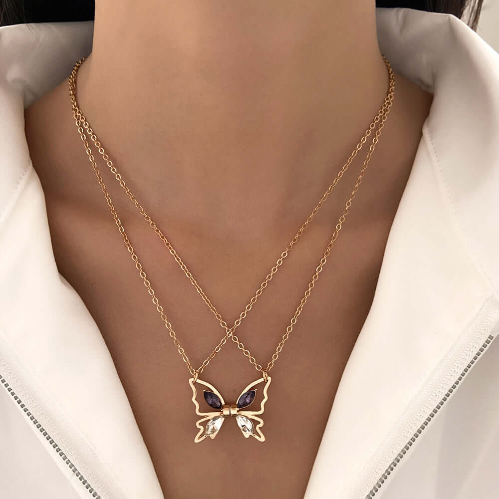 Butterfly Magnetic Couple Friendship Matching Necklace Set - Romantic Gift for Couples, Best Friends, Anniversaries & Valentine's Day | KM695