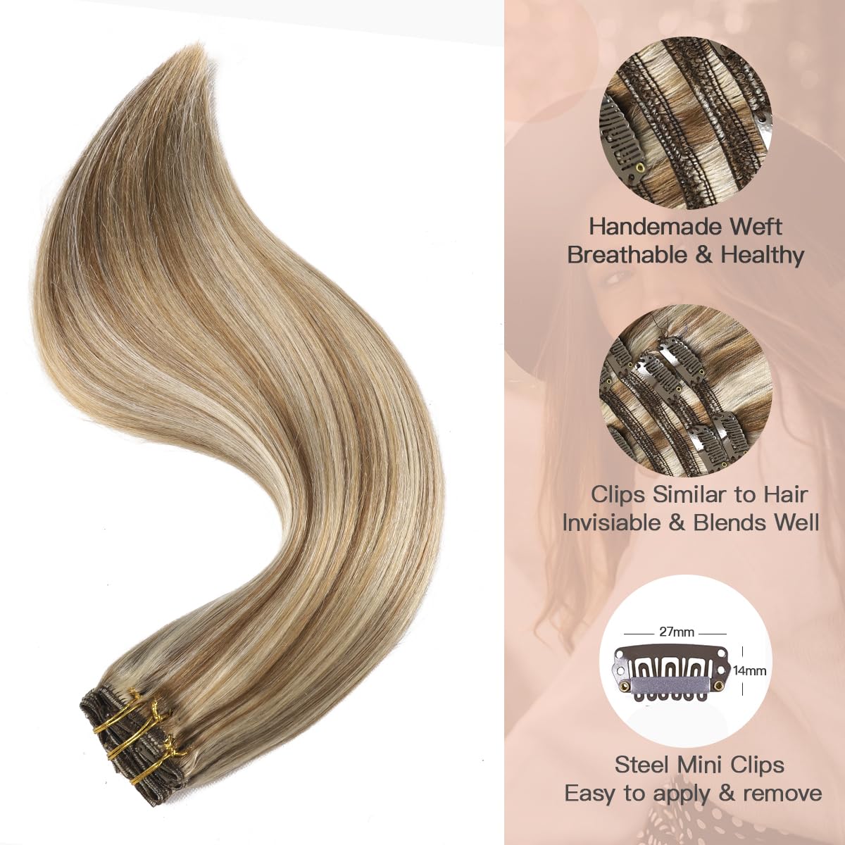 Silky Straight Clip-in Remy Human Hair Extensions for Women - 18 Inch Natural Black Hair Weft for Length & Volume - Perfect for Parties, Weddings & Daily Styling