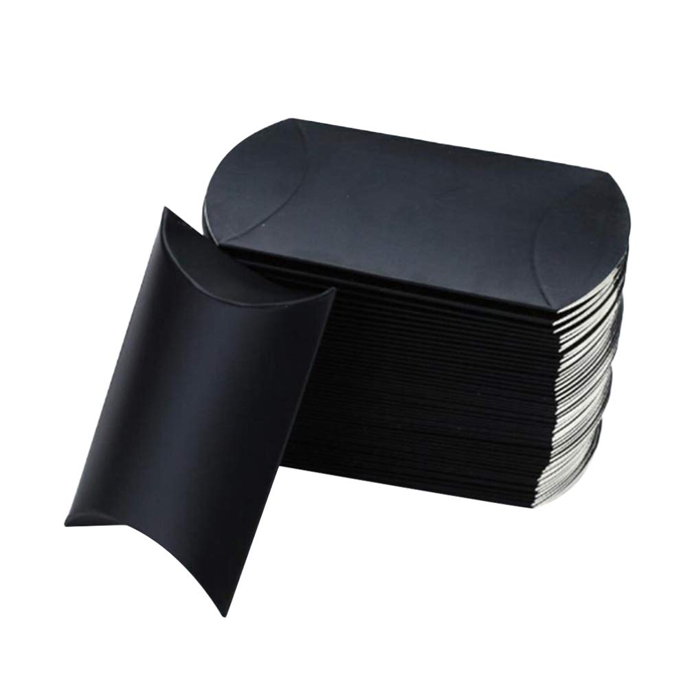 NUOBESTY 100Pcs Black Hemp Rope Wedding Favor Pillow Gift Boxes - 9x6.5x2.5cm Kraft Paper Candy Treat Boxes for Chocolate, Nuts, Sugar & Tea | Perfect for Wedding Favors, Baby Showers & Party Giveaways