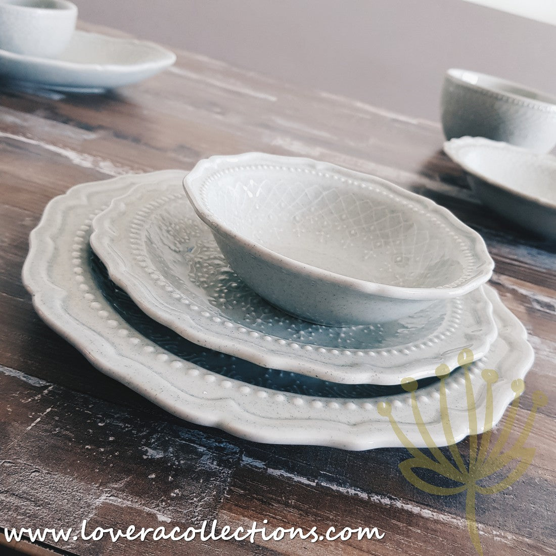 French Lace Dinnerware Set - Elegant Porcelain Plates & Bowls for Formal Dining, Wedding Reception & Holiday Table Setting (50% Off Limited Time Sale)