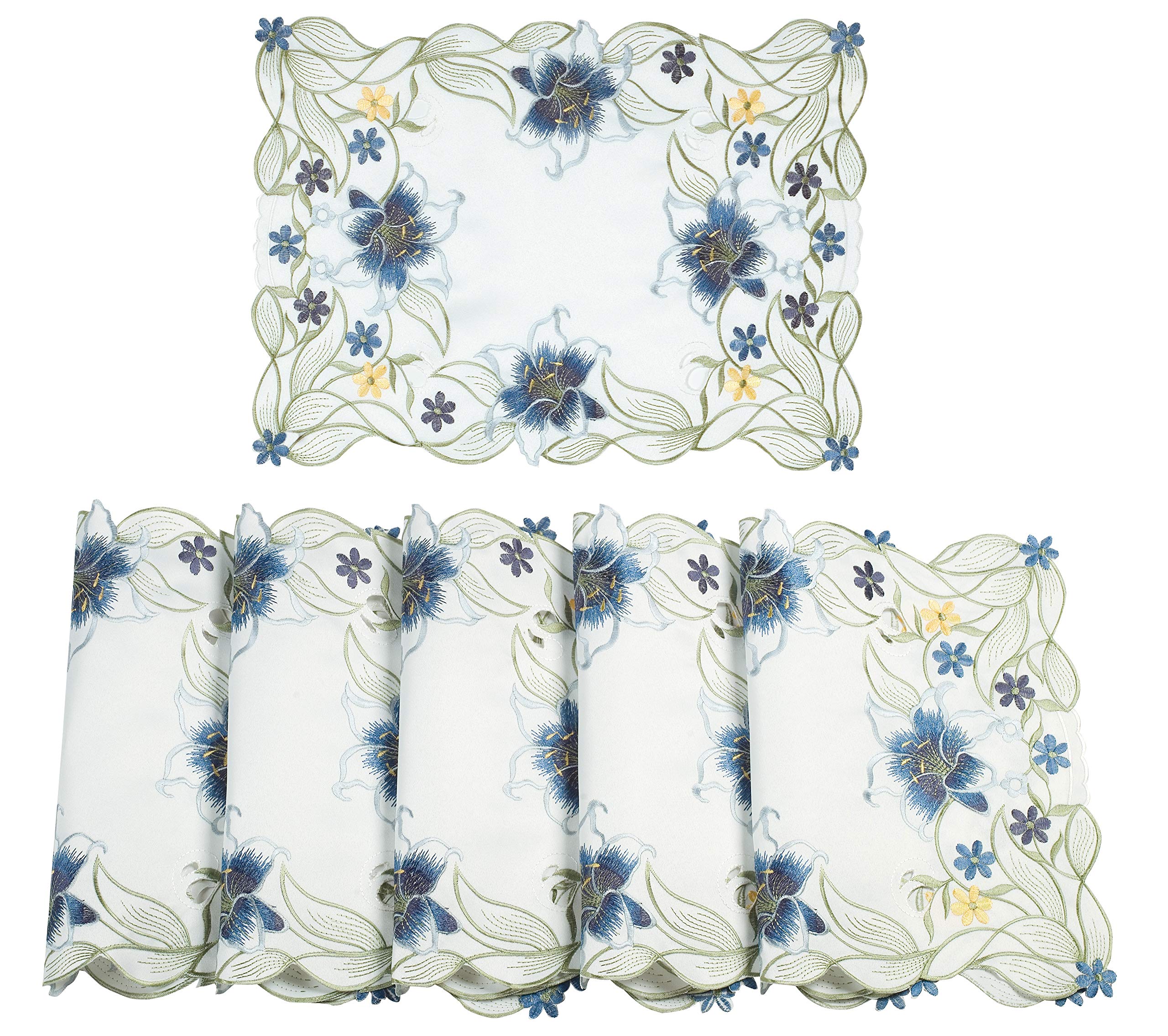 Handmade European Embroidered Placemats - Vintage Wedding Dining Table Set of 6 - Perfect for Formal Dinners, Holiday Gatherings & Elegant Home Decor