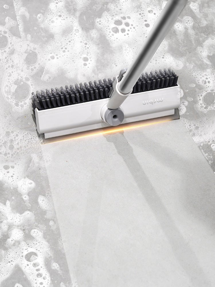 Long Handle Floor Cleaning Brush with Double-Sided Stiff Bristles for High Reach - Perfect for Hardwood, Tile & Laminate Floors