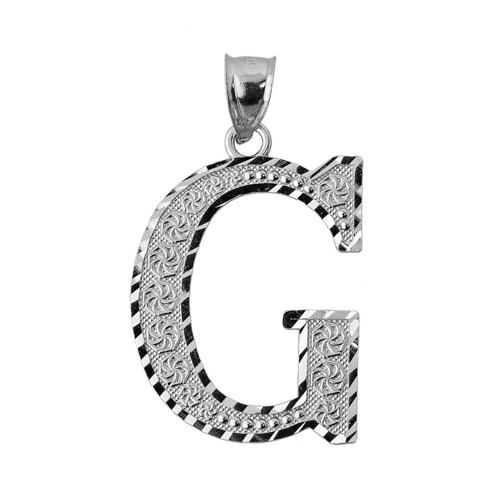 10K White Gold Initial Letter G Charm Pendant Necklace - 0.7 Inch Dainty Personalized Jewelry for Women - Perfect Gift for Birthday, Anniversary & Graduation