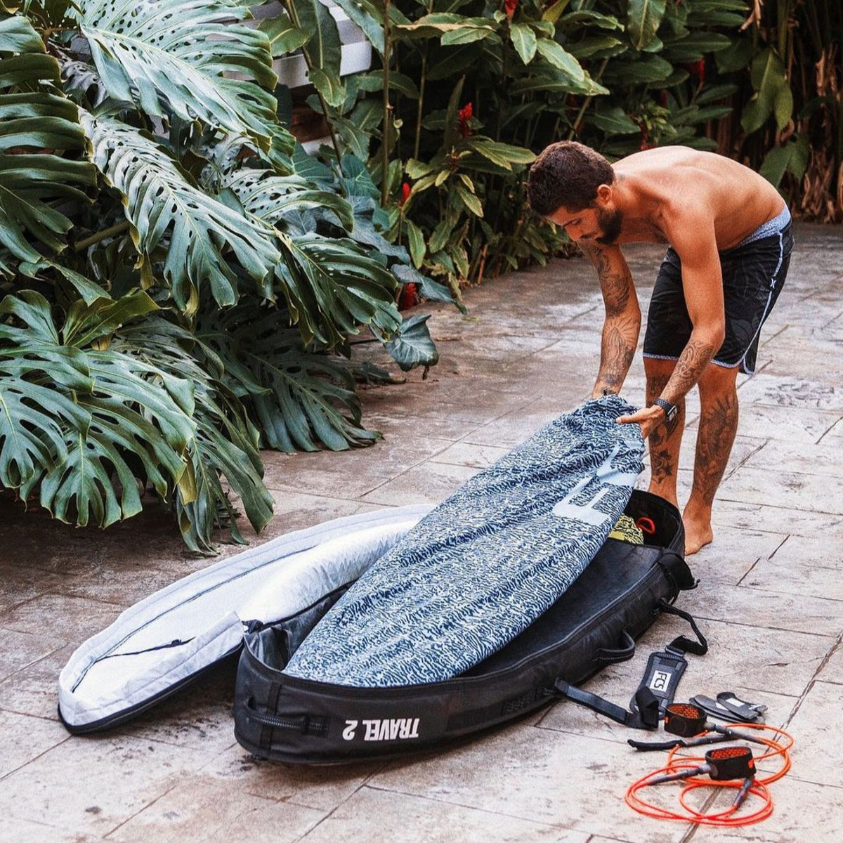 FCS Board Bag for Funboards - Waterproof Surfboard Travel Cover with Stretchable Design - Perfect for Surfing Trips & Beach Storage