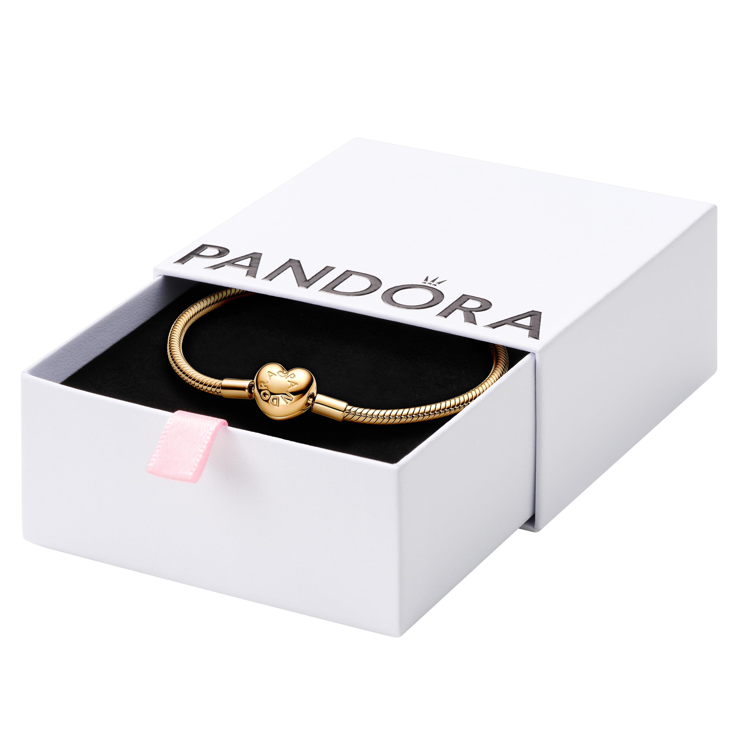 Pandora Heart Clasp Snake Chain Bracelet for Women - Adjustable Silver Charm Bracelet Compatible with Moments Charms - Elegant Jewelry Gift for Her with Gift Box - Perfect for Anniversary, Birthday & Valentine's Day Gifts