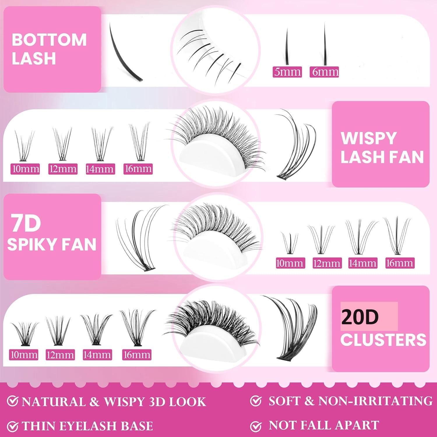 480pcs DIY Eyelash Extensions Kit - Mixed Length Faux Mink Clusters for Natural Wispy Look | Reusable False Lashes for Home Self Application | Perfect for Bridal, Party & Daily Makeup