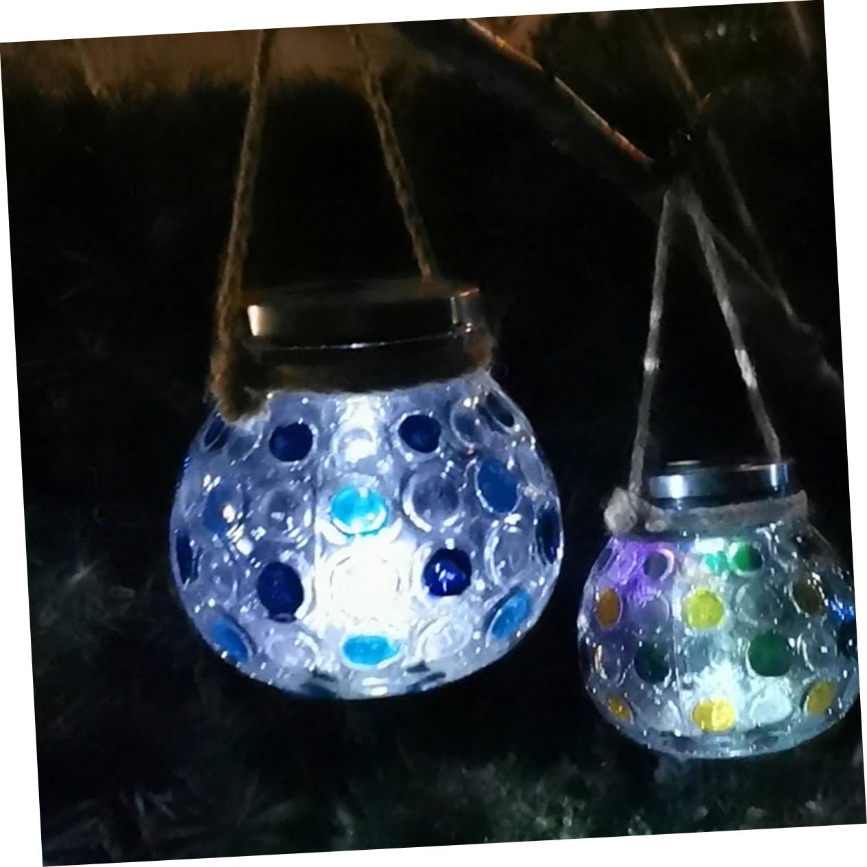 2 Pack Solar Garden Lights Outdoor Hanging Ball Lamps - Waterproof Glass Solar Powered Decorative Lighting for Patio, Yard, Pathway & Garden Decor (Warm White) - Perfect for Evening Ambiance, Wedding Decor & Landscape Lighting