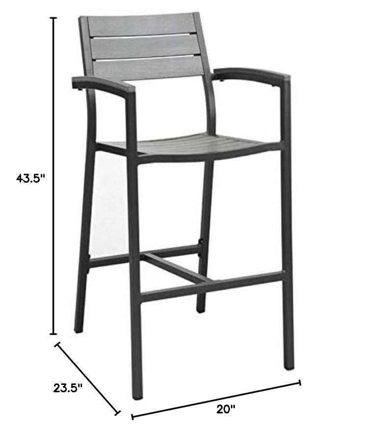 Premium Brown & Gray Outdoor Bar Stools Set of 2 - Weather-Resistant Patio Counter Height Chairs for Backyard, Deck, Poolside & Garden Seating