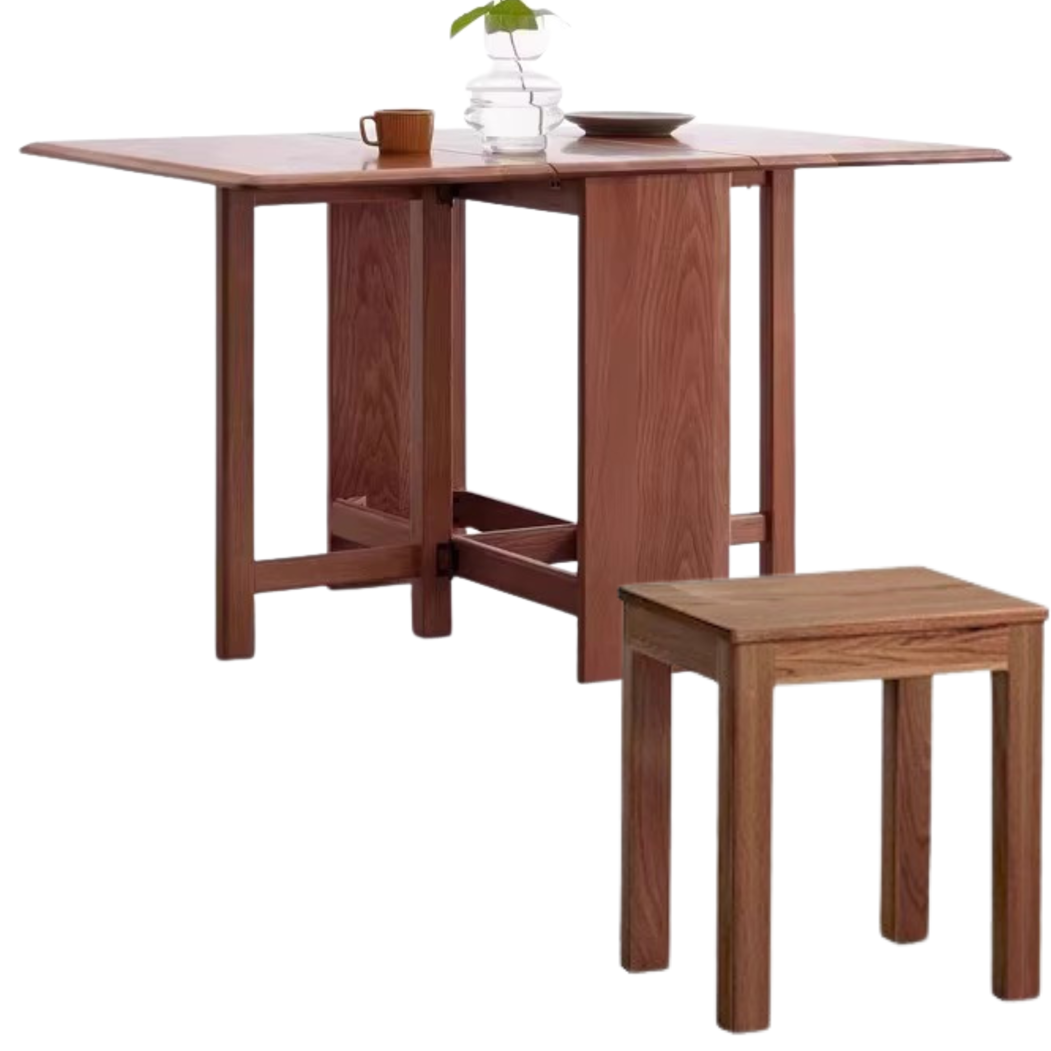 Solid Oak Folding Dining Table - Extendable Wooden Table for Small Spaces | Perfect for Apartments, Patios & Outdoor Entertaining