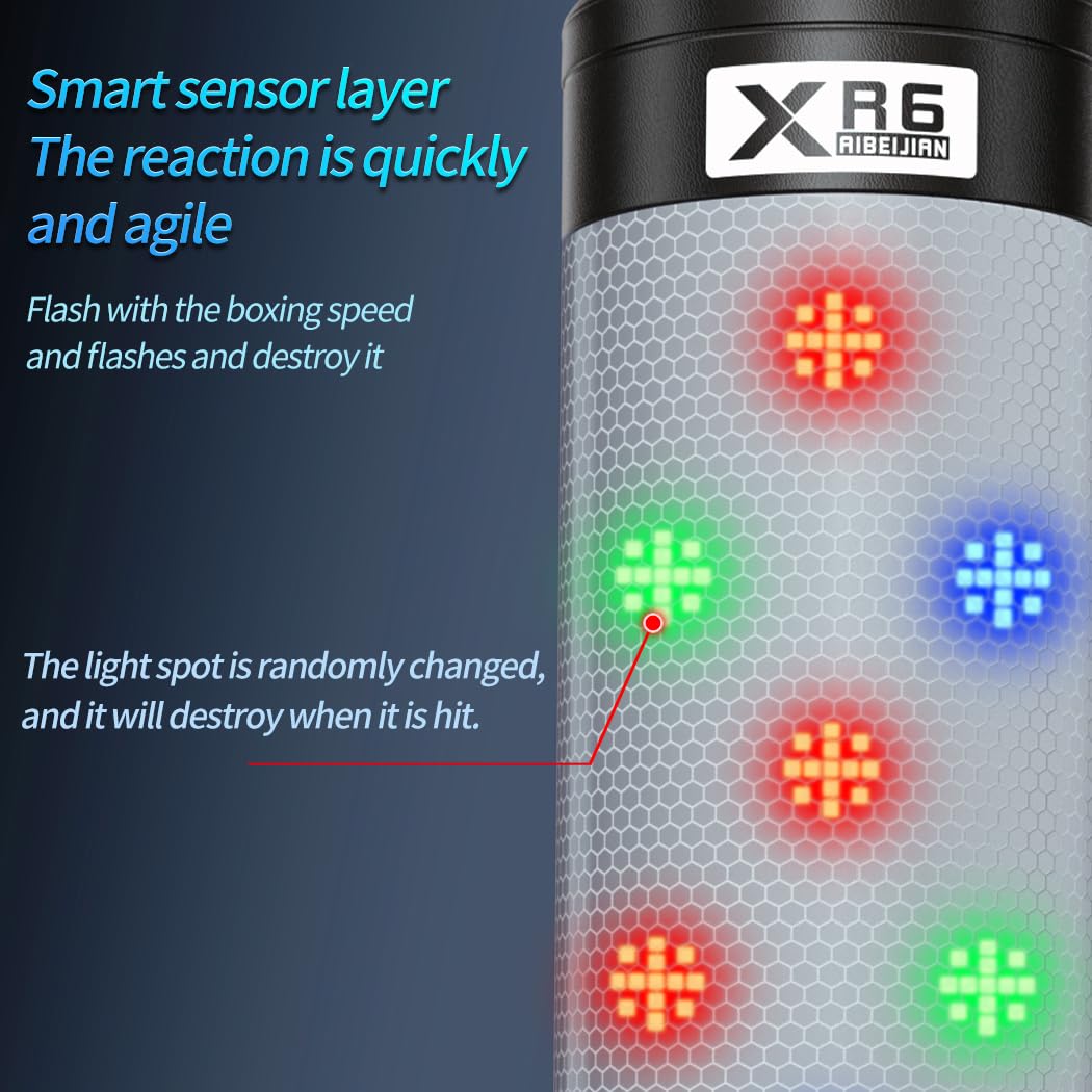69'' Smart Bluetooth Boxing Punching Bag with 2 Pairs of Gloves - 4 Training Modes LED Boxing Machine for Home, Office & Gym Workouts | Perfect for Stress Relief, Fitness Training & Cardio Exercise