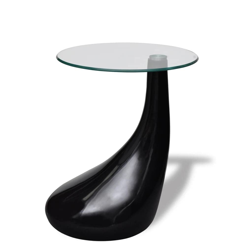 CHARMMA Modern Round Glass Coffee Table - High Gloss Black Finish - Perfect for Living Room, Lounge & Office Decor