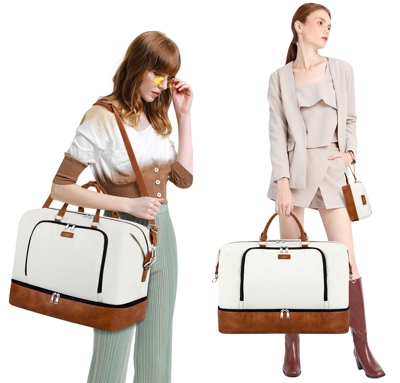 Stylish Women's Travel Weekender Bag with Shoe Compartment - 21
