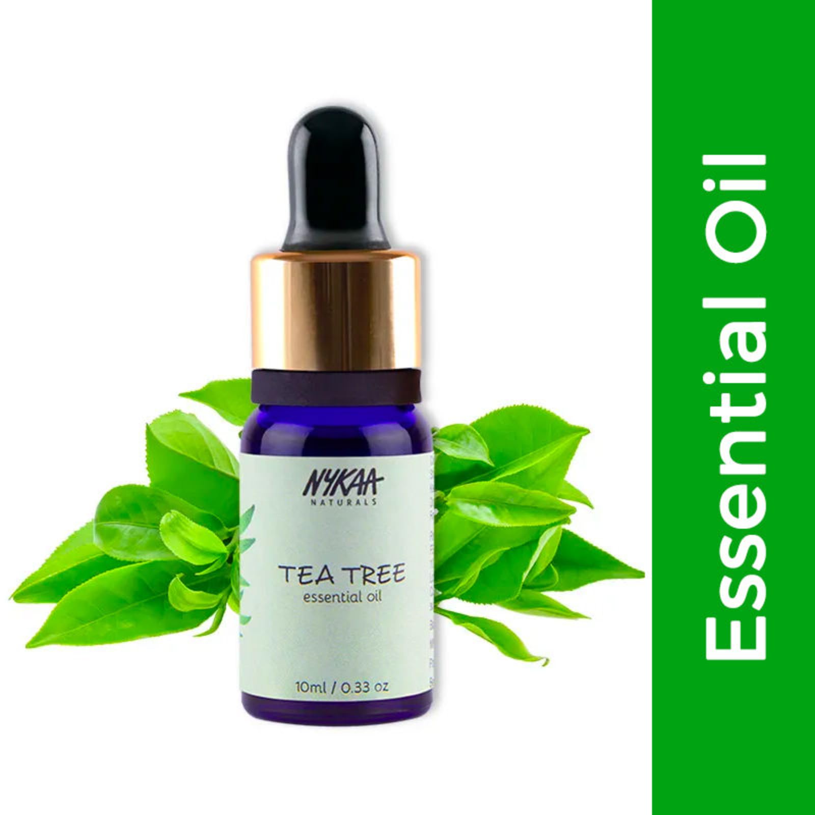 Nykaa Naturals Tea Tree Essential Oil, 10ml - 100% Pure Cold Pressed Oil for Skin & Hair Care - Promotes Hair Growth, Scalp Treatment, Fights Dandruff & Acne - Perfect for Aromatherapy, DIY Beauty & Natural Remedies