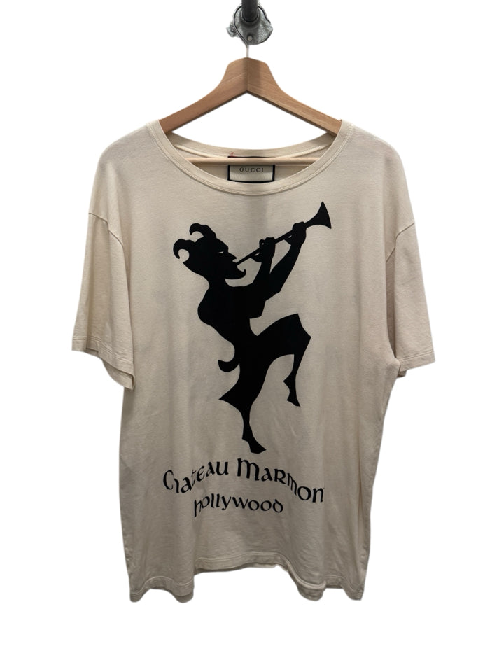 Authentic Gucci Chateau Marmont T-Shirt for Women - Size L | Luxury Cotton Crewneck Tee | Perfect for Casual Outings & High-End Streetwear