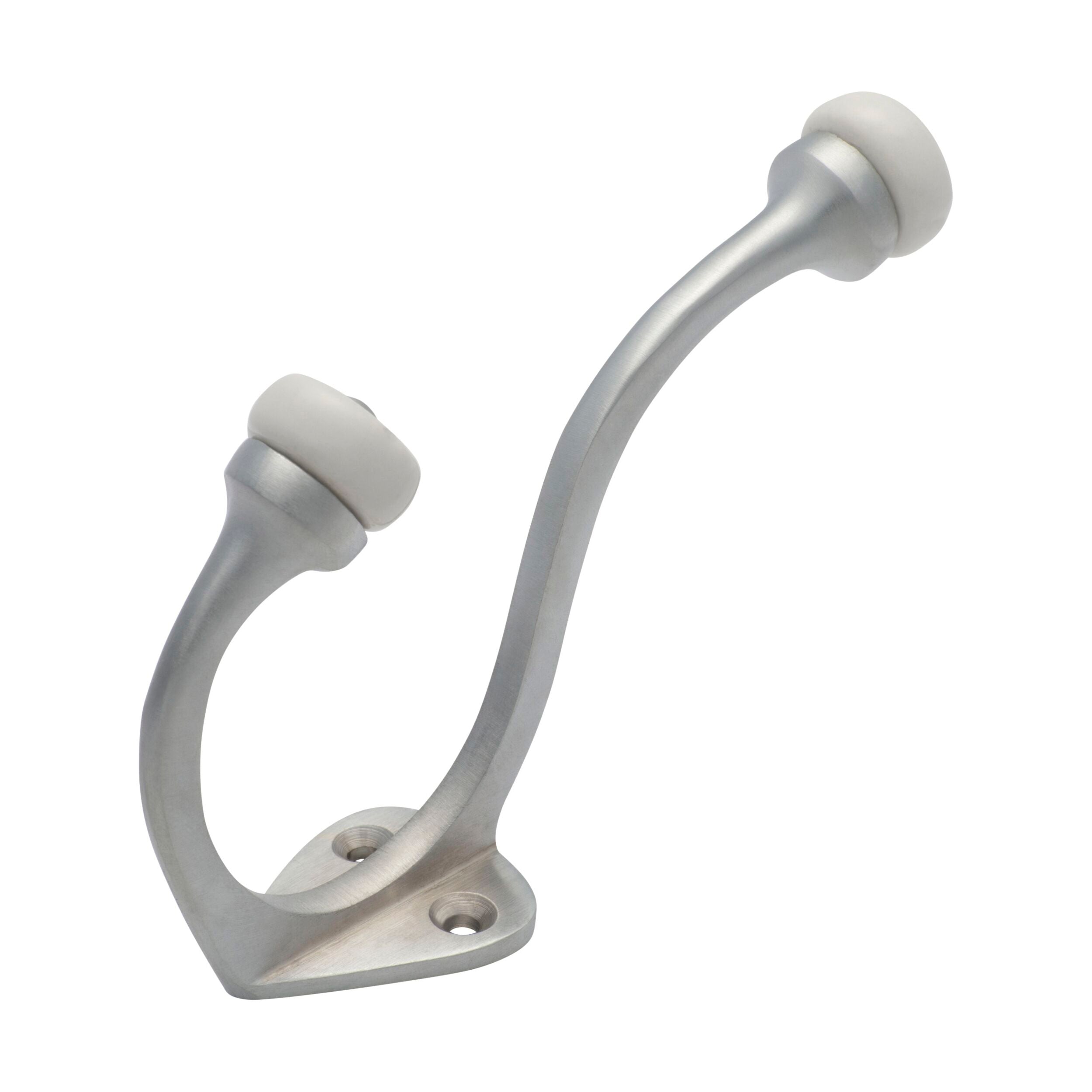 3979 Satin Chrome Hat & Coat Hook with Porcelain Tip - 115mm Height x 75mm Projection - Perfect for Entryway, Bathroom & Bedroom Organization