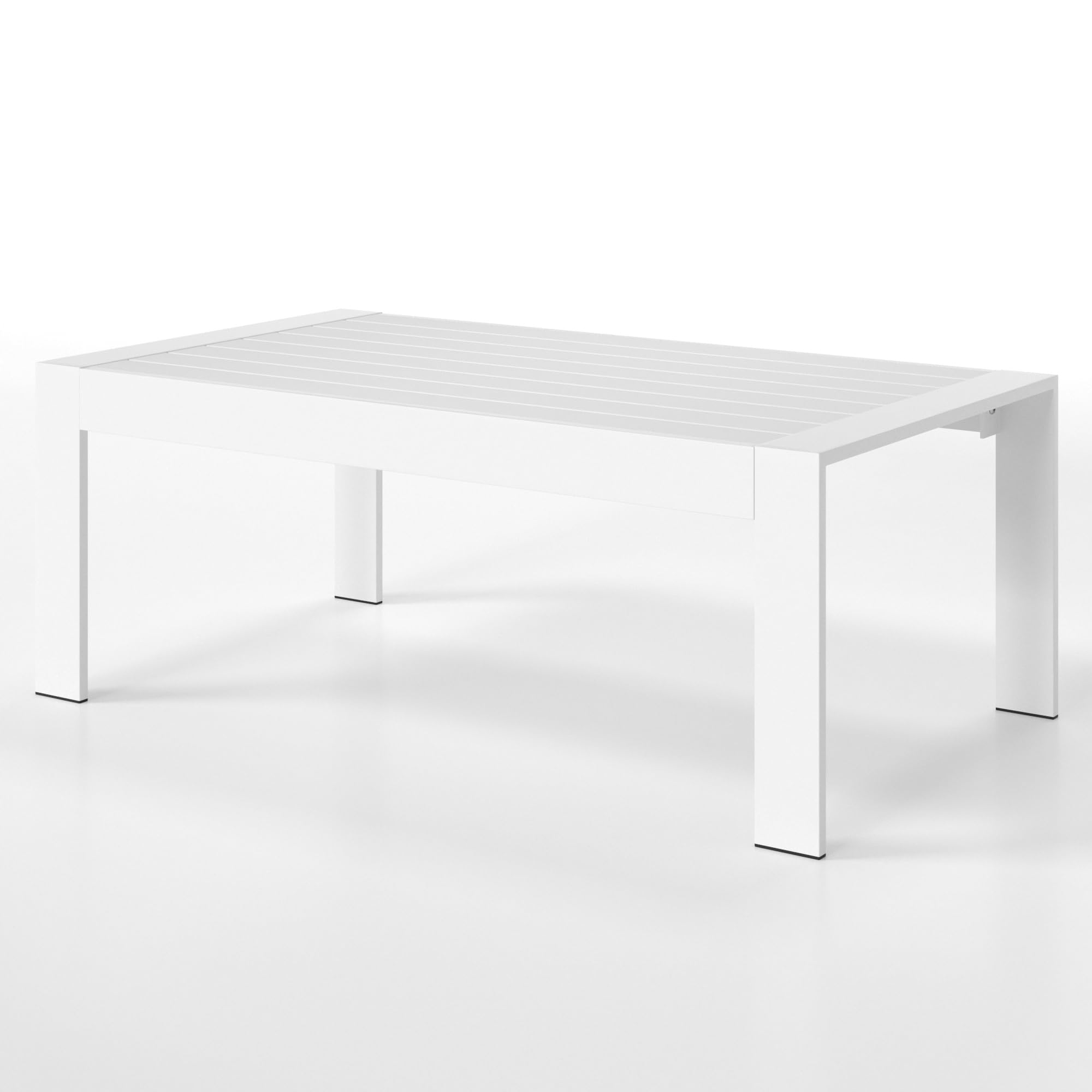 Wisteria Lane White Aluminum Outdoor Patio Coffee Table - All-Weather Metal Rectangle Coffee Table for Balcony, Garden & Backyard - Perfect for Outdoor Entertaining & Relaxation