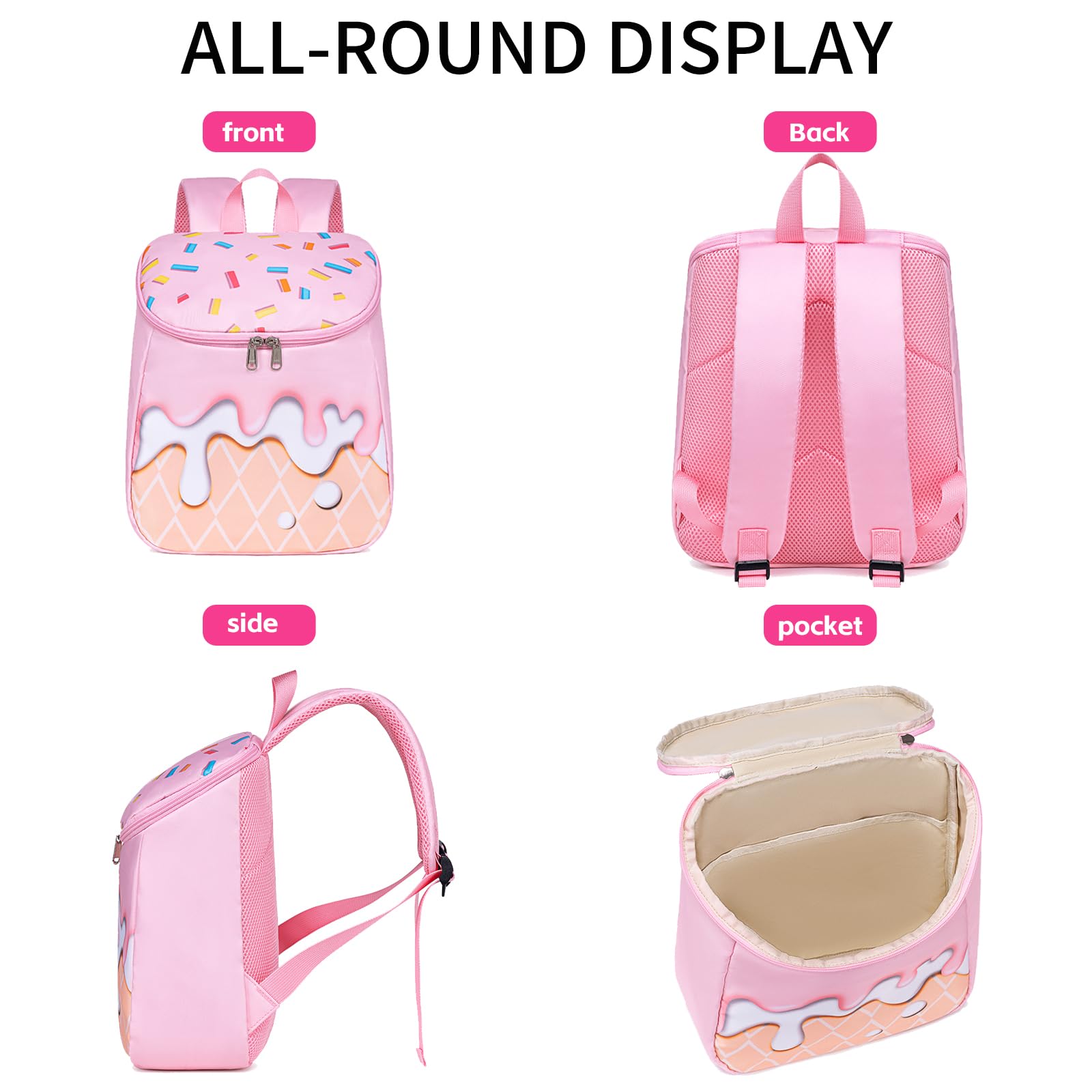 Bluboon Cute 3D Toddler Backpack for Girls - Lightweight Preschool Bookbag for Kids, Durable School Backpack for Daycare, Travel & Outdoor Activities