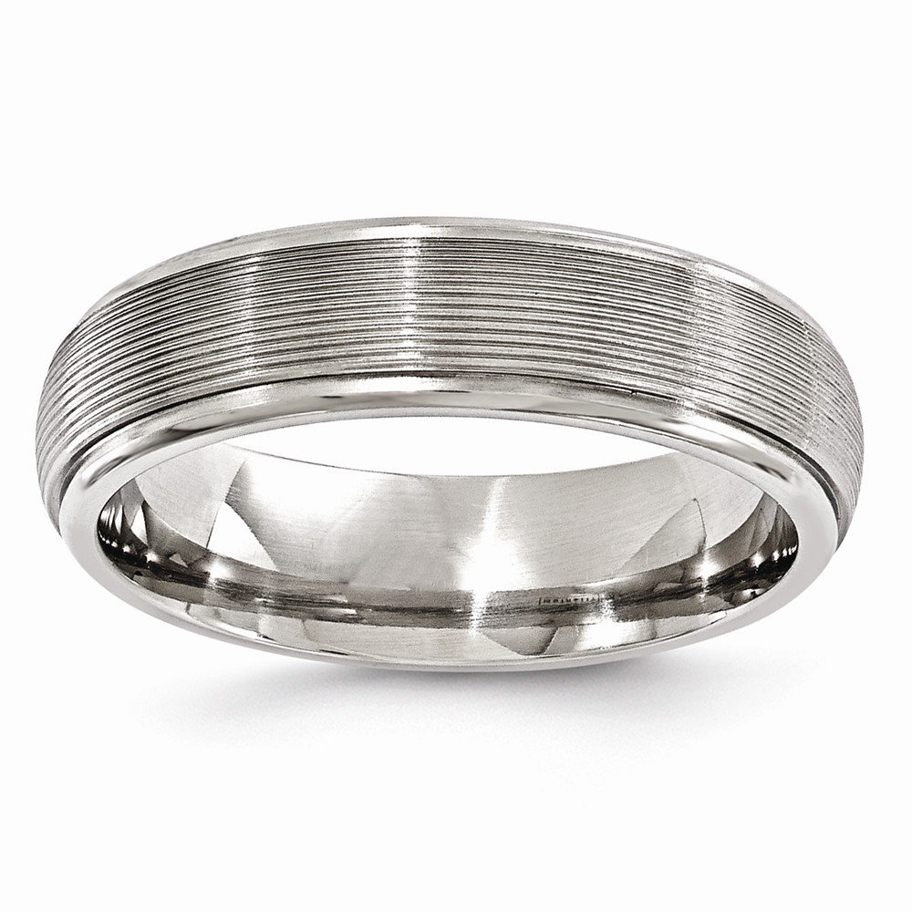 Jewels By Lux Solid Titanium Polished Textured Domed 6mm Wedding Band Ring for Men & Women - Perfect for Engagements, Anniversaries and Everyday Wear