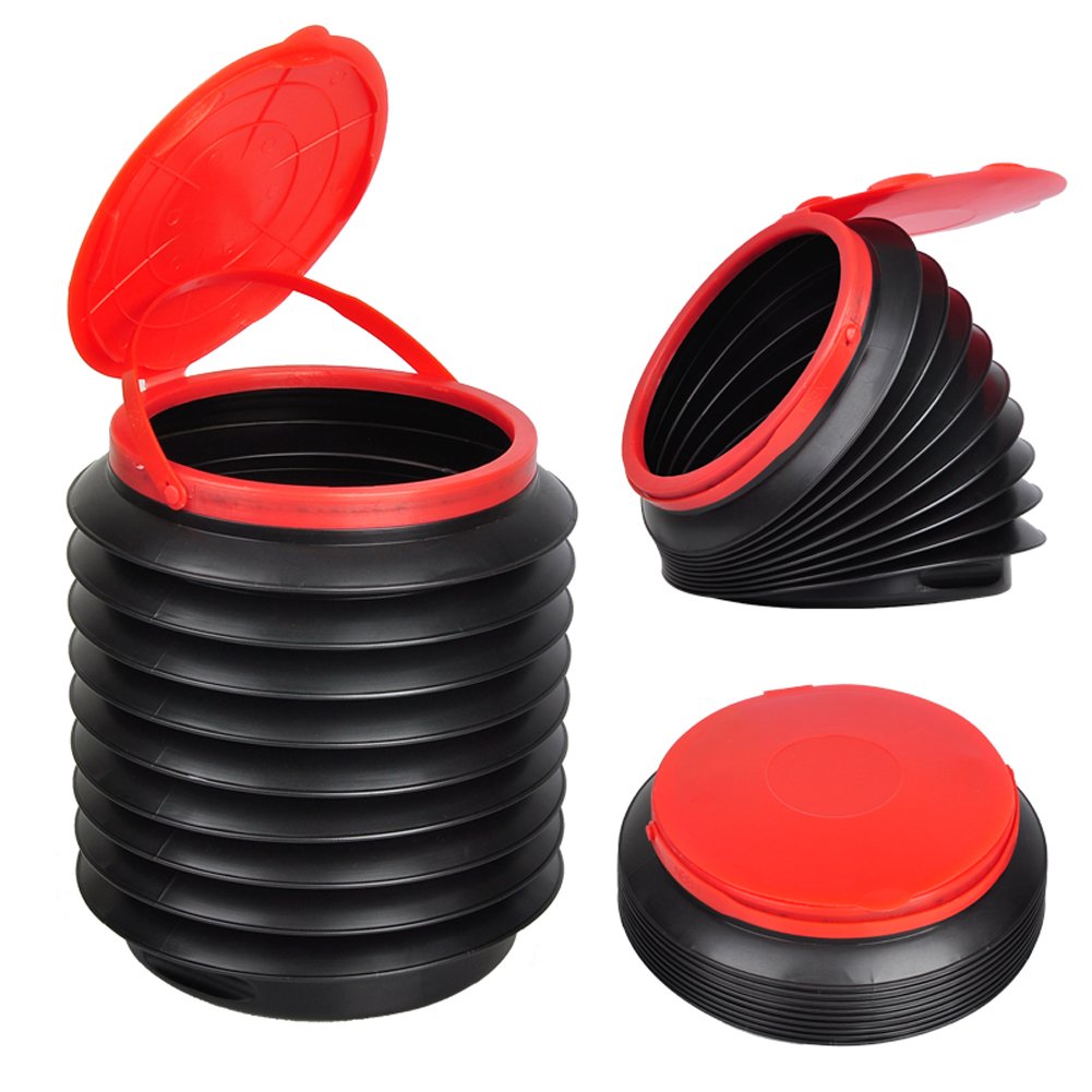Portable Collapsible Car Trash Can - 4L Leak Proof Pop-Up Trash Bin for Vehicles, Travel & Camping - Waterproof Auto Garbage Container (Black) | Perfect for Road Trips, Commuting & Outdoor Adventures