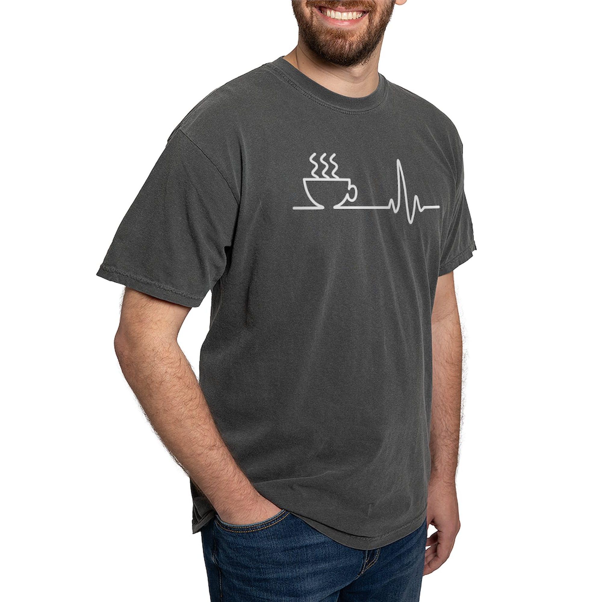 Men's Coffee Heartbeat Graphic T-Shirt - Comfort Colors Soft Cotton Tee - Perfect for Coffee Lovers, Casual Wear & Gifts