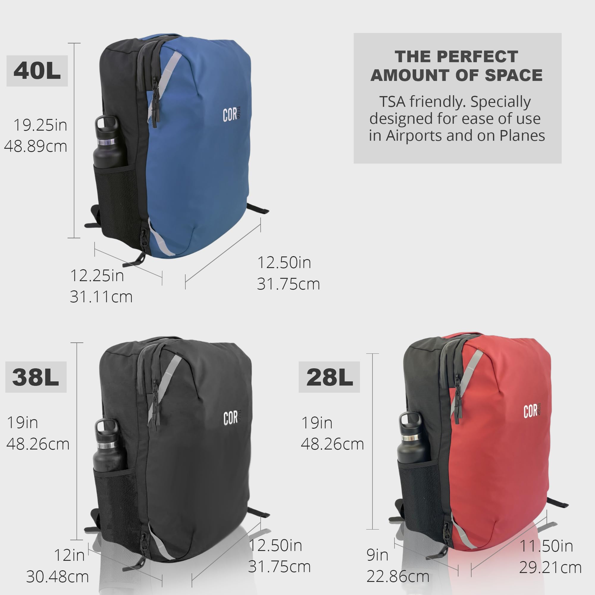 **COR Surf Travel Backpack - 38L Flight Approved Carry-On Laptop Backpack for Men & Women with Secret Passport Pockets | Water-Resistant Large Daypack, Business Weekender & Island Hopper Luggage (Black) - Perfect for Air Travel, Commuting & Outdoor Adventures**