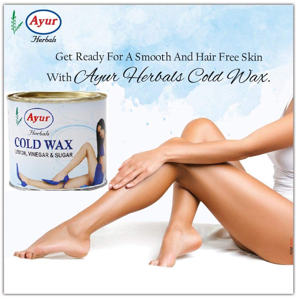 Ayur Herbal Lemon Vinegar Sugar Cold Wax Hair Removal Kit - 2 Pack (600ml) for Smooth, Hair-Free Skin at Home or Salon